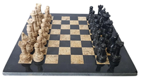 Boîte de rangement artisanale pour jeu d'échecs religieux en marbre incrusté à 100 %, motif animalier |   Jeu d'échecs noir et blanc pour adultes et enfants |   Ange