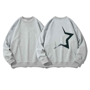 100% algodón pesado pulóver Jogger sudadera para hombres cuello redondo bordado impresión Digital sólido de gran tamaño servicio OEM - Product Image 1