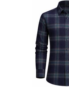 Camisa a Cuadros para Hombre, Manga Larga, Estilo Casual de Franela, Color Azul Marino y Verde, Fabricante Personalizado, Venta al por Mayor, OEM - Product Image 2