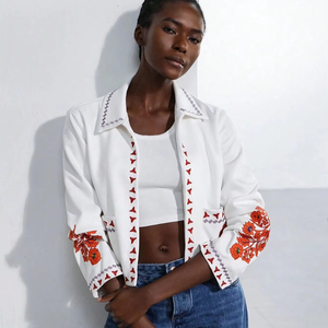 เสื้อแจ็กเก็ตผ้าคอตตอนใส่ได้ทั้งชายและหญิงผ้าแคนวาสสุดลายดอกไม้สไตล์อินเดียสำหรับฤดูหนาว - Product Image 1