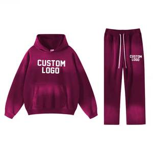 Custom Graphic <b>Print</b> Vintage Tracksuit Men's 380GSM Heavy Hoodie Sweatpants Oversized Dirty Wash Jogger Sets for Winter - Product Image 2