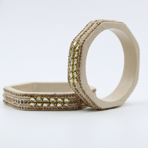 Ivory Kundan Lac Fashion Bangle <b>Set</b> of 2 - Product Image 4