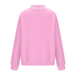New Style Solid <b>Pink</b> Color Mock Neck Custom Chenille Embroidery Regular Fit Long Sleeve Plus Size Women Sweatshirts Outdoor Wear - Product Image 2
