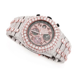 Reloj de cuarzo de lujo totalmente helado para hombre estilo Hip Hop con piedras CZ en negrita para ropa de club y escenario disponible a precio de exportación - Product Image 3