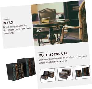 2 uds., decoración de libros, decoración de escritorio, cajas de joyería de madera, libros de diseño de pila de imitación, joyería Vintage - Product Image 6