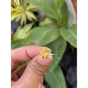 Bague en argent 925 avec citrine en forme de cœur, plaquée or 18 carats, style religieux classique, accessoire de bijouterie tendance - Product Image 2