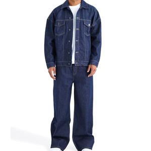 Ensemble de jeans en coton 100% imprimé personnalisé pour homme, veste en jean vintage de haute qualité, pantalon de jogging, 2 pièces - Product Image 1