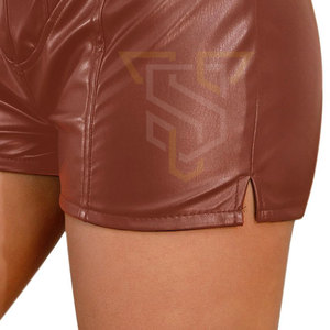 Women's Breathable Leather <b>Shorts</b> Solid Color Street Wear Customizable with Plain Dyed Technique - Product Image 6