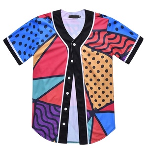 Men's Short Sleeve Plain Button <b>Down</b> Baseball Jersey Team Jersey - Product Image 1