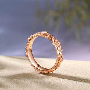 Jeulia Rose Gold Plated Sterling Silver Women's Romantic Leaf Carved Band <b>Ring</b> - Product Image 6