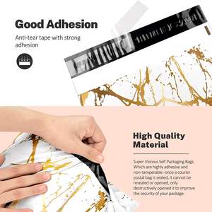 Lot de 100 sacs polymailers de remerciement 25x33cm, auto-adhésifs, étanches, durables, 2,3 mil, blancs avec motif doré, biodégradables, résistants à la déchirure - Product Image 4