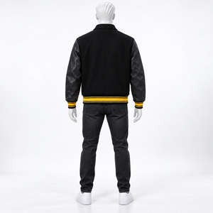 Chaquetas Varsity de Cuero Reforzado de Alta Resistencia, Costuras Dobles en la Parte Delantera, Ropa de Invierno Premium Transpirable y Ecológica - Product Image 3