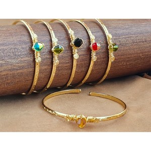 Stylish Hammered Design <b>Fashion</b> <b>Bangle</b> with Colorful Gemstone Detail for Resale Appeal - Product Image 2