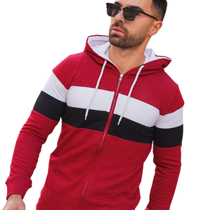 Reklo Industries Men's Custom Hoodie Red <b>White</b> Black <b>Zip</b> <b>Up</b> Hooded Sweatshirt 100% Cotton Loose Fit Winter Streetwear - Product Image 4