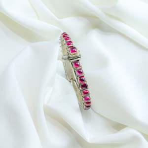 925 Silver Adjustable <b>Bracelet</b> with <b>Ruby</b> Stone Asama Semi-Precious Bezel Setting for Gift - Product Image 3