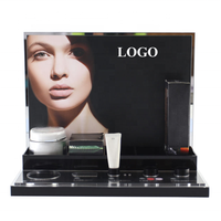 Présentoir cosmétique acrylique de haute qualité avec impression en soie de logo présentoir cosmétique en forme de L acrylique pour le centre commercial