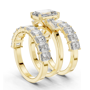 Bague de fiançailles en diamant de laboratoire taille émeraude 6,24 carats, clarté VVS-VS EF, or 18 carats, 14 carats, 10 carats et argent 925, rose, jaune, blanc - Product Image 6
