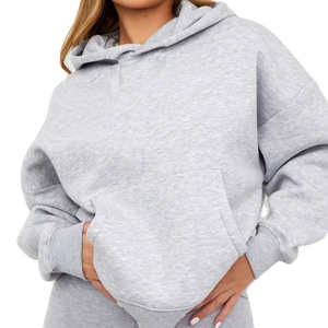 Sweat à capuche oversize en tricot brodé personnalisé, style grunge, fermeture éclair, décontracté, polyester/coton, graphismes en strass, toile d'araignée, dents, pour femmes - Product Image 1