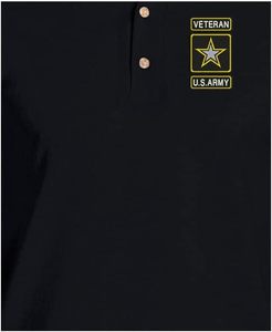 Polo para Hombre con Cuello y Puños, Camiseta de Algodón con Bordado de Veterano de EE. UU. - Product Image 2