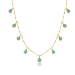 Pera corte turquesa CZ piedra bola cadena diseño coctelera collar venta al por mayor hecho a mano turco 925 joyería de plata esterlina - Product Image 3