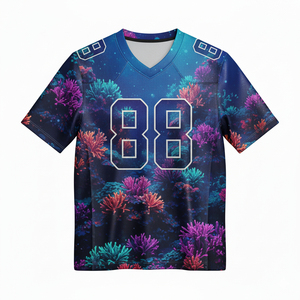 Maillots de football américain personnalisés à manches courtes 100% polyester respirant antibactérien grande taille logo avant pour les équipes - Product Image 3