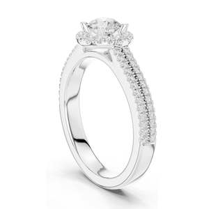 Anillo de Compromiso con Diamante de Laboratorio Redondo Brillante de 0.888 CT con Halo para Mujer, Claridad VVS-VS EF, Oro de 18K, 14K, 10K y Plata 925 - Product Image 5