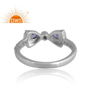 แหวนพลอยสีเงินแพลเลเดียมชุบ925ดีไซน์ใหม่และแหวนพลอยบุษราคัมสีขาวผู้ผลิตเครื่องประดับแบบกำหนดเอง - Product Image 2