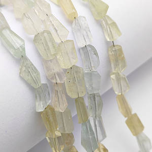 Cuentas de Aguamarina en Bruto de 10-12 mm, Facetadas, Hechas a Mano, para la Elaboración de Joyería, 18-20 Cuentas en una Cadena de 8 Pulgadas - Product Image 1