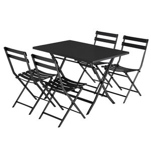 Set di 5 Pezzi Tavoli e Sedie Pieghevoli in Metallo per Giardino, Patio e Balcone, Arredamento da Esterno, Sedie Pieghevoli per Caffetteria, Set da Pranzo Pieghevole - Product Image 2