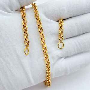 Collar de cadena Rolo, Plata de Ley 925, chapado en oro de 14K, cadena de eslabones de Cable Unisex, regalo de joyería diario clásico - Product Image 6