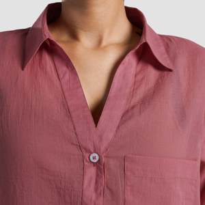 เสื้อเชิ้ตผ้าลินิน GA-I Textura (สีชมพูกุหลาบ) ทรงปกติ คอเสื้อแบบไม่สมมาตร ลายดอกไม้ สไตล์ลำลอง ผ้าลินิน 100% ไซส์ XL ทรงหลวม สำหรับฤดูใบไม้ผลิและฤดูใบไม้ร่วง - Product Image 5