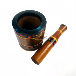 Mortier et pilon Okhli en bois naturel par Tradebyd Moulin à épices artisanal pour usage ayurvédique et à base de plantes - Product Image 2