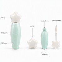 Tube de brillant à lèvres vide de 3 ml, emballage cosmétique en ABS, applicateur en forme d'étoile, couleur personnalisée, logo OEM ODM, vente en gros