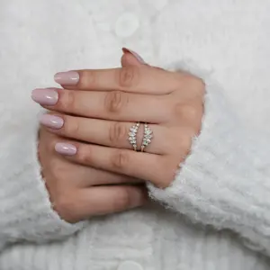 Marquise Lab Grown Stackable Bridal <b>Ring</b> <b>Set</b> Diamond Cluster <b>Sterling</b> <b>Silver</b> Gold VS1 Clarity-Elegant Luxurious Wedding - Product Image 1