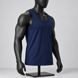 Custom <b>Men</b> Tank Sleeveless Cotton Sports <b>Vest</b> <b>Gym</b> Workout Running Camisole Crew Neck - Product Image 3