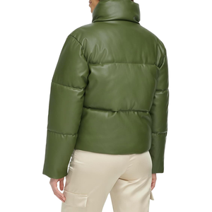 2024 meilleur Design femmes veste en cuir bouffante qualité respirant manteau zippé coton remplissage personnalisable vêtements d'extérieur bruts - Product Image 3