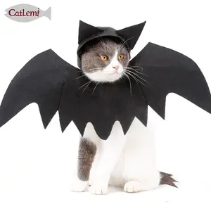 Partido peruca halloween gato asas vestido cosplay festa, bat traje do dia das bruxas para o gato