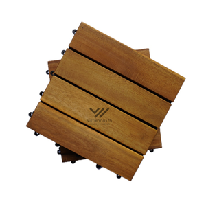 Carreaux de terrasse extérieurs imbriqués de haute qualité Acacia en bois massif 300x300mm Matériau plastique antidérapant Contemporain Vietnam - Product Image 3