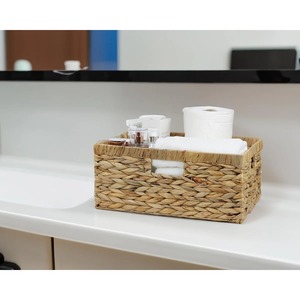 Panier en jacinthe d'eau naturelle tissé à la main avec cadre métallique, panier de rangement fait à la main, vente en gros, écologique, fabriqué au Vietnam - Product Image 3