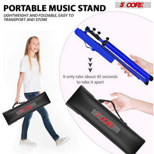 Support de musique 5-en-1 réglable pour bureau, porte-partitions portable, support de livre pliable tout en métal - Product Image 6