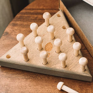 Timeless Peg Solitaire Game <b>Wooden</b> Puzzle Board Enhances Critical Thinking Strategy Skills And Mind Exercise For Players - Product Image 1