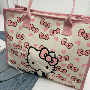 Borsa da Viaggio Weekender Grande Capacità con Motivo Personalizzato Stampa Rosa KT Cat Hello Borsa Scuola Borsa a Mano per Bambini Borse Tote in Tela - Product Image 3