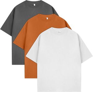 เสื้อยืดโอเวอร์ไซส์ผู้ชาย ชุด 3 ตัว-ผ้าฝ้ายพรีเมียม คอกลม เนื้อผ้านุ่ม ระบายอากาศได้ดี ทรงหลวม ใส่สบายสำหรับสวมใส่ในชีวิตประจำวัน - Product Image 4