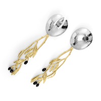 Elegante Juego de Cubiertos de Metal con Diseño de Rama de Olivo, Mango Dorado con Detalles Negros de Olivo, Perfecto para Decoración de Mesa de Comedor