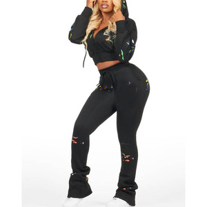 Conjunto Deportivo de Mujer, Chándal Acanalado, Suave, Cómodo y Transpirable para Entrenamiento, Correr, Fitness - Product Image 3