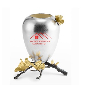 Jarrón de Metal con diseño personalizado y acabado plateado brillante, superventas, hogar, Hotel, sala de estar, mesa de café, decoración, jarrón de Metal - Product Image 1