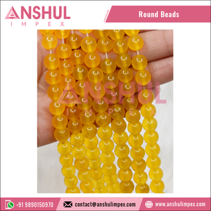 Cuentas Lisas de Jade Amarillo Natural de 8mm, Hechas en India, de la Mejor Calidad y Gran Venta |   Cuentas de Jade Amarillo para la Fabricación de Joyas al por Mayor - Product Image 5