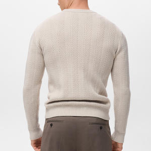 2025 Custom Wholesale Men's Luxury Knitted <b>Sweater</b> Casual Crew Neck Solid Color Long Sleeve <b>Pullover</b> 100% Cotton Front Logo - Product Image 6
