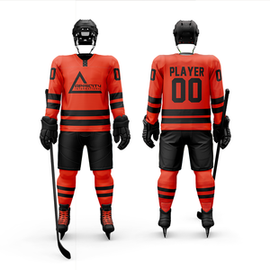 Maillots de hockey sur glace personnalisés en polyester/coton, uniformes d'équipe sublimés, fabricant OEM ODM en gros, doux, respirants, 220g - Product Image 1