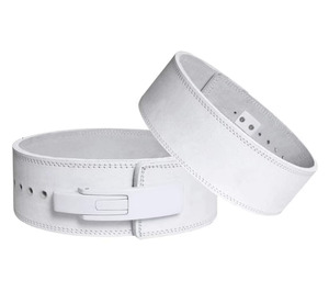 Ceinture de musculation en cuir de vache blanc 10MM avec boucle à levier unisexe pour l'entraînement de la musculation, les squats, la musculation - Product Image 5